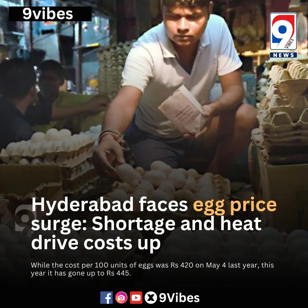 Egg prices soar as Hyderabad faces shortage!  Stock up on your breakfast essentials. #Hyderabad #EggShortage #PriceHike #Breakfas