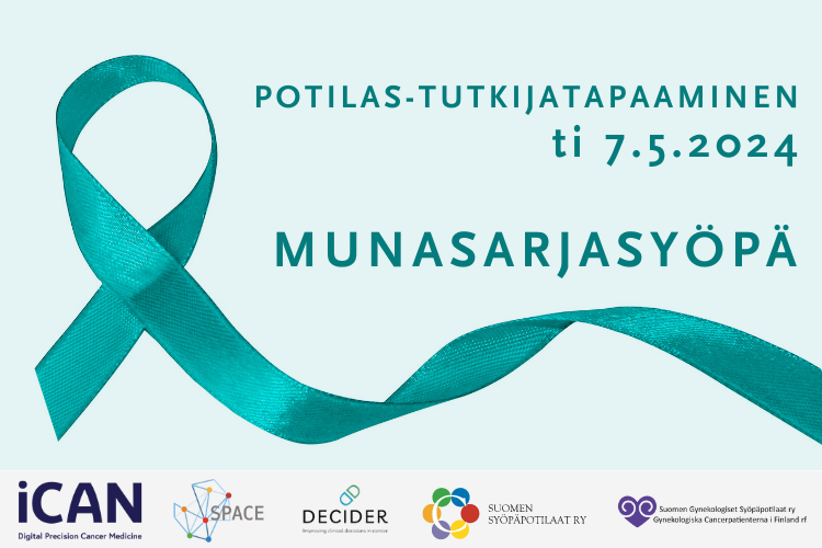 Huomenna 7.5. klo 17-19 pääsemme tutustumaan munasarjasyövän tutkimukseen, tule mukaan potilas-tutkijatapaamiseen paikan päälle Meilahteen tai kuulolle etänä: tinyurl.com/ua68ue8w @iCAN_Finland @SystemTumor @deciderproject @gysysuomi #munasarjasyöpä #syöpätutkimus