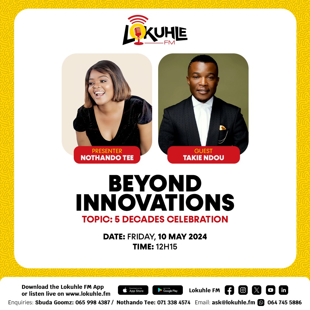 Gospel sensation Takie Ndou is talking 5 decades celebration with Nothando Tee on Friday, 10 May 2014 at 12h15. #LokuhleFM