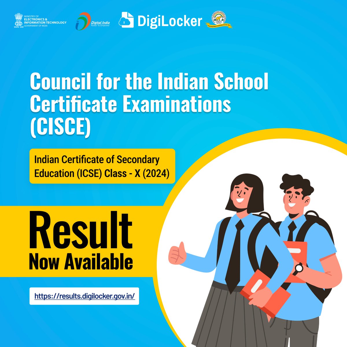 ✨CISCE Class X students, check your results now on #DigiLocker or #UMANGapp. All the best! DigiLocker: results.digilocker.gov.in UMANG: web.umang.gov.in #DigitalIndia @digilocker_ind @UmangOfficial_