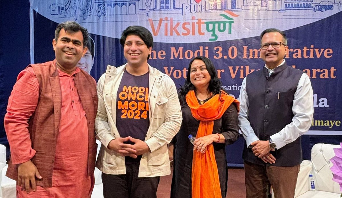 Moderating yesterday's event with @Shehzad_Ind ji on The Modi 3.0 Imperative - One Vote for #ViksitBharat on the @viksit_pune platform was exhilarating! The engaging conversation, witty remarks, and incredible atmosphere made it terrific! @ShefVaidya @rucha_limaye_ #ViksitPune