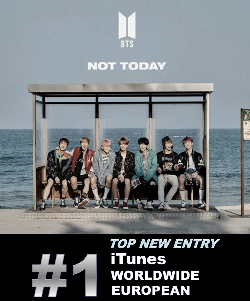 'Not Today' by #BTS has finally hit #1 on both the WORLDWIDE and EUROPEAN iTunes Songs Charts 7 whole years after its release and after reaching #1 in 67+ Countries!  👏🎶💥1⃣🌎& 🇪🇺🎵➕1⃣✖️6⃣7⃣🌎❤️‍🔥
BTS is the 1st and only K-pop Group with 3 Songs (3) reaching #1 on the Worldwide…