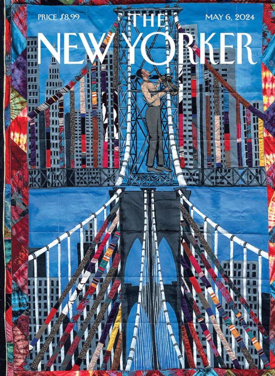 La artista neoyorquina Faith Ringgold era conocida por sus edredones narrativos. 

Este, última portada del New Yorker, está dedicado a su amigo Sony Rollins bajo el título ‘Sony’s bridge 1986’.