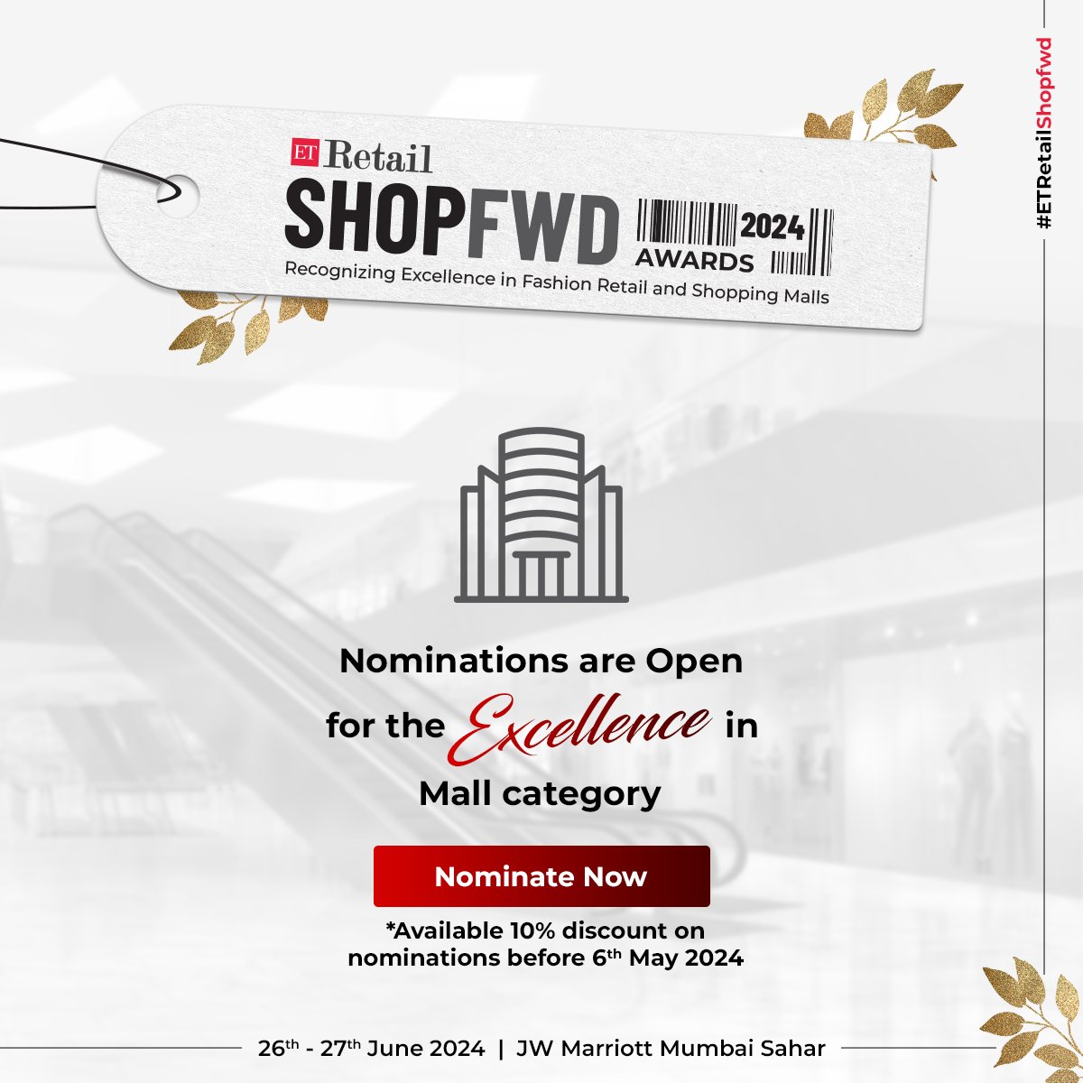 Nominations are now OPEN for the coveted Excellence in Mall category at the ET Retail Shopfwd Awards 2024. 🛍️✨ Early birds catch a 10% discount until May 6th. 🐦💸 Nominate your mall today. Nominate Here- bit.ly/3w99l1M #ETRetail #ETRetailShopFwd #ShopfwdAwards