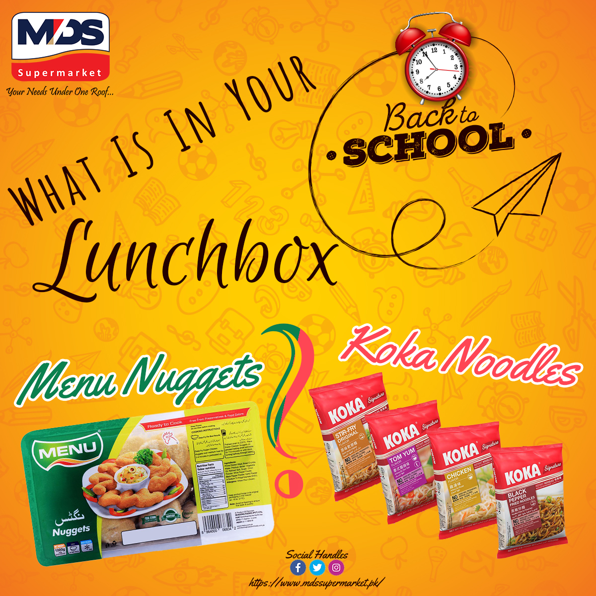 What's in your lunch box today? 🍱

Are you team Menu Nuggets or team Koka Noodles?

📍 Our addresses:
Branch 1: Toghi Road Quetta
📞 Phone: (081-2823444)
Branch 2: Quarry Road, Quetta
📞 Phone: (081-2823420)

#LunchBox #MenuNuggets #KokaNoodles #Quetta #MDSupermarket