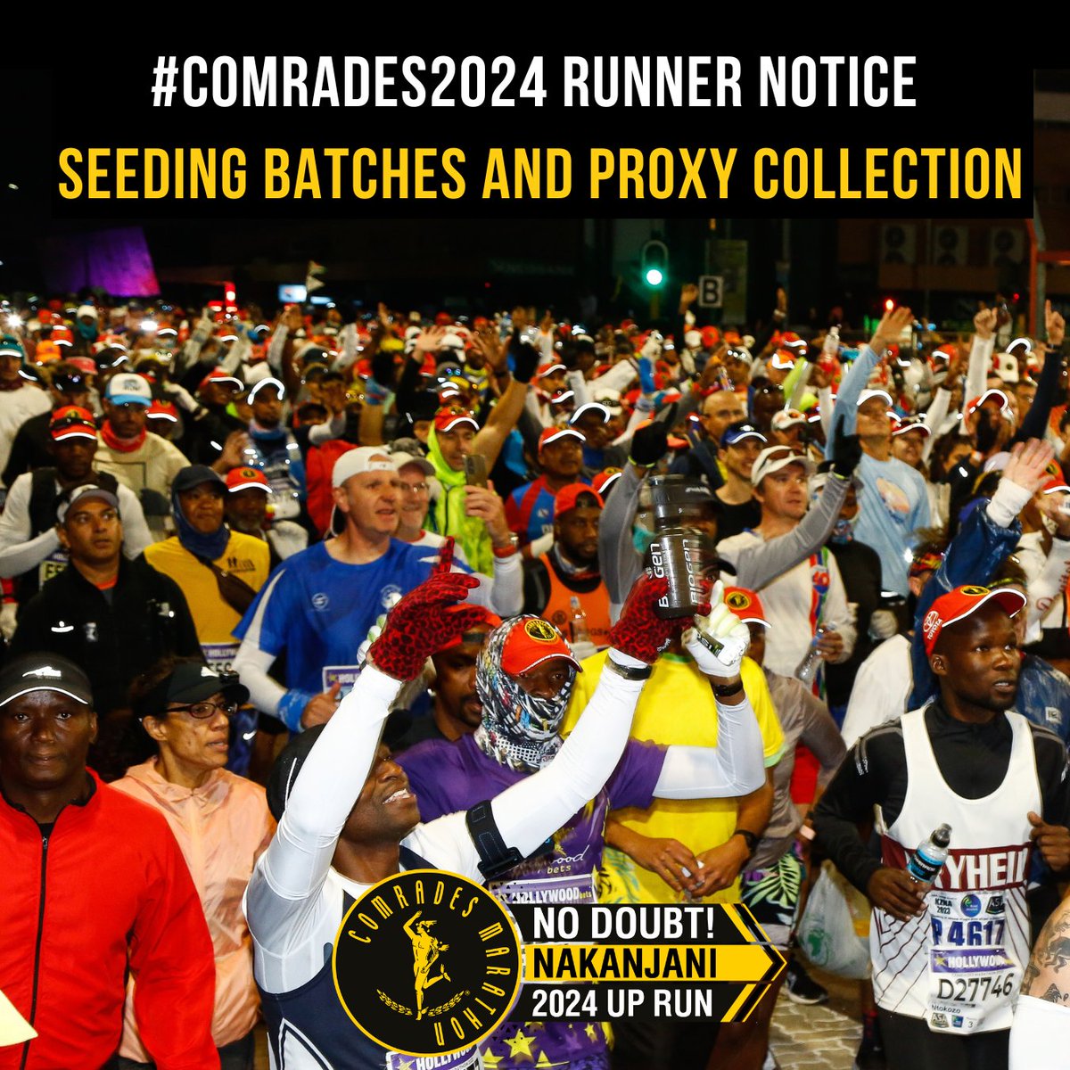 #Comrades2024 𝗥𝘂𝗻𝗻𝗲𝗿 𝗡𝗼𝘁𝗶𝗰𝗲 – 𝗦𝗲𝗲𝗱𝗶𝗻𝗴 𝗕𝗮𝘁𝗰𝗵𝗲𝘀 𝗮𝗻𝗱 𝗣𝗿𝗼𝘅𝘆 𝗖𝗼𝗹𝗹𝗲𝗰𝘁𝗶𝗼𝗻