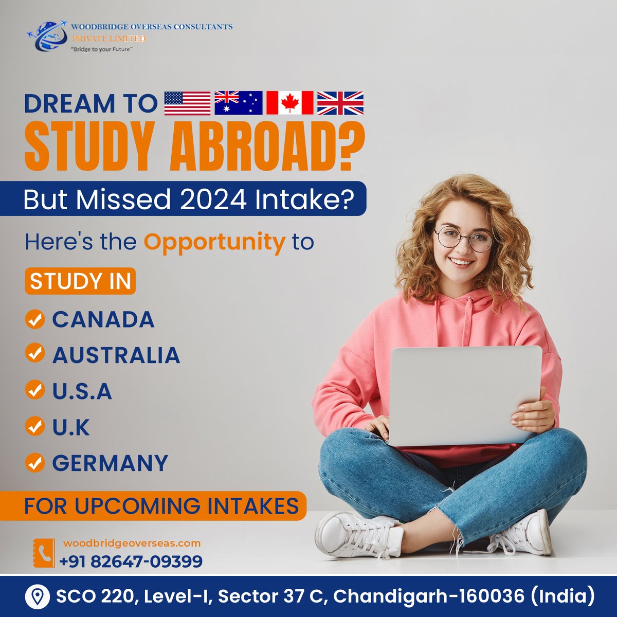 Dreaming of studying abroad? 🌍 Let Woodbridge Overseas Consultants turn your dreams into reality! Reach out today and let's make it happen together!
#StudyAbroad #GlobalLearning #GlobalOpportunities #WoodbridgeOverseasConsultants #ChandigarhVisaConsultants #studyincanada