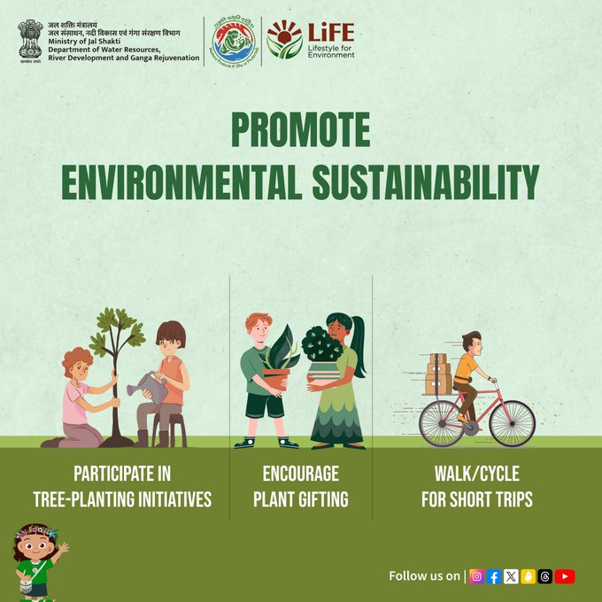#MissionLiFE #ChooseLiFE #GoGreen #ProPlanetPeople #SustainabilityGet your eco-boost with these strides: Share green joy by gifting plants, plant more trees for a healthier Earth, and step out for short walks to reduce emissions and pump up your health!