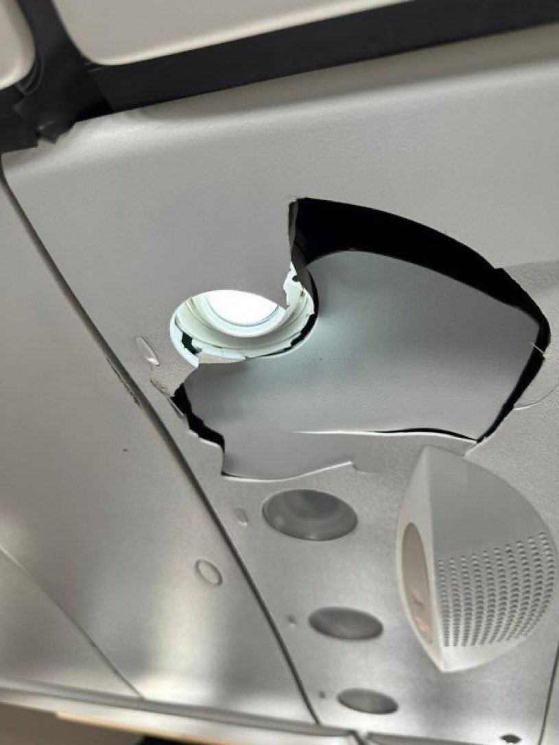 Yesterday, a Qatar Airways flight landed safely into JKIA from DOH JRO.  Shown are pics of some internal damage due to what reports claim as severe turbulence, weather conditions over Somalia. At least 1 passenger was transferred to Nairobi hospital due to injuries.