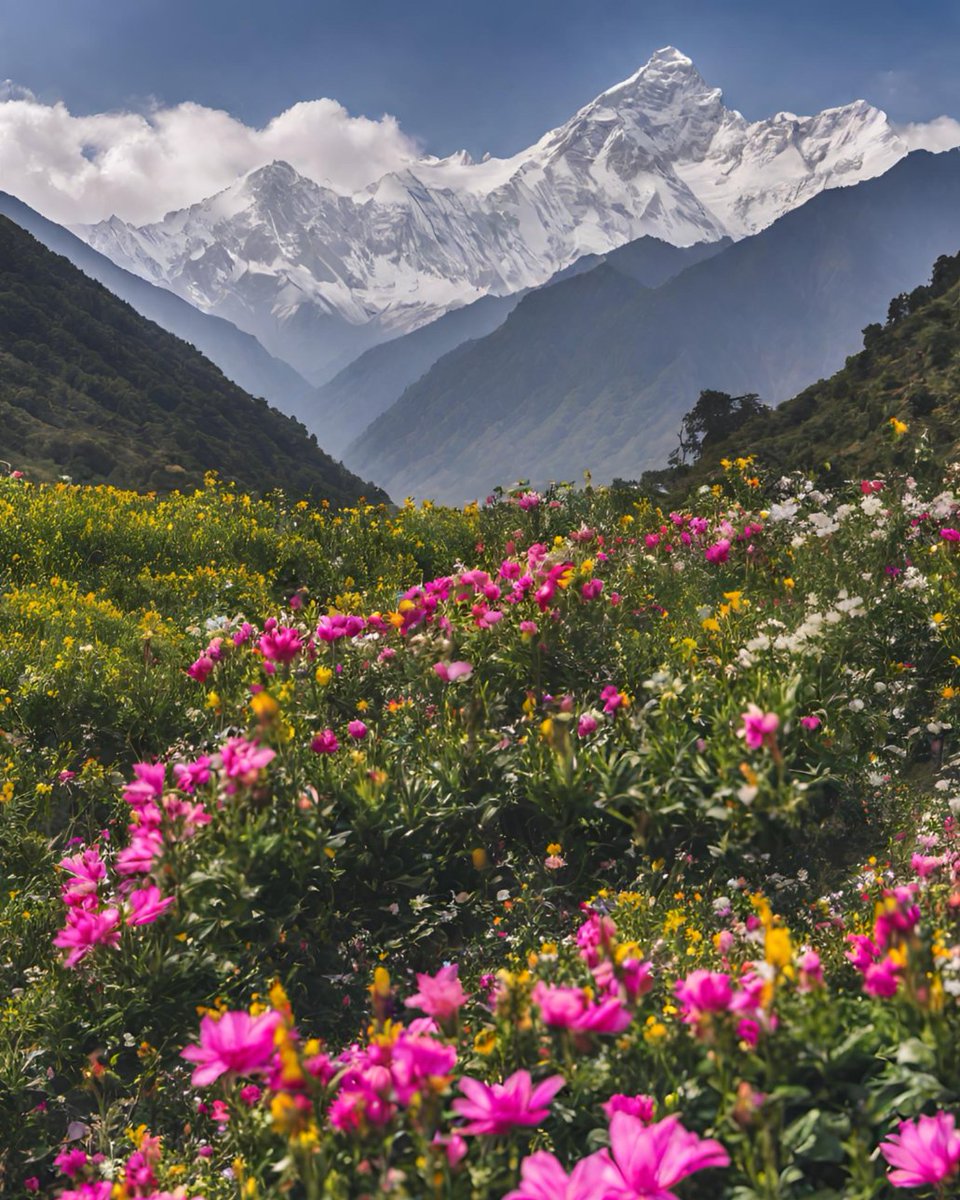 It’s that time of year when nature trades the winter gloom for some spring bloom! 📍 Nanda Devi Peak, Uttarakhand #Repost from Thakur Aniket | Instagram 📸 #NatGeoTravellerIndia #NGTI #India #Nature #Travel #NandaDevi #Uttarakhand #Flowers #Spring #Flowers