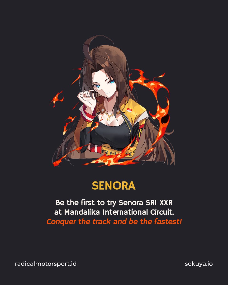 Guys, Say Hello to Senora SR1 XXR — The World's First Anime Web3 Race Car to #Mandalika this Q2 2024! Can you beat the top speed? 🩷🔥 @RadicalMSport