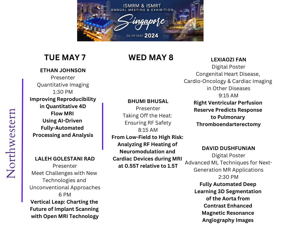 Northwestern presents at the ISMRM conference in Singapore! <a href="/ISMRM/">ISMRM</a> #ISMRM2024 #ISMRT2024 #MRI #MagneticResonance #MedicalImaging