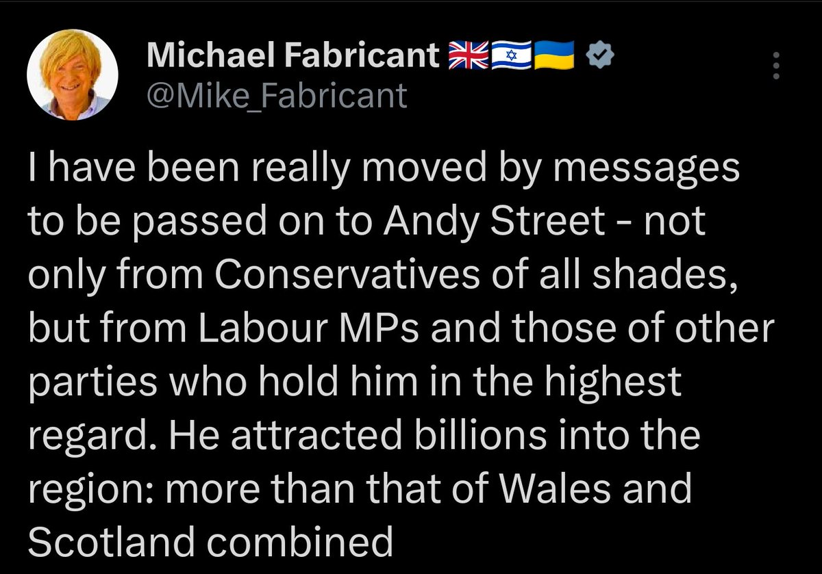#AndyStreet distanced himself from his own party to try and win, a party that his friend #MichaelFabricant helped steer so far right that it has become unelectable and yet he still lost. The irony that Fabricant is to blame but now passes on messages of condolence is hilarious 😂