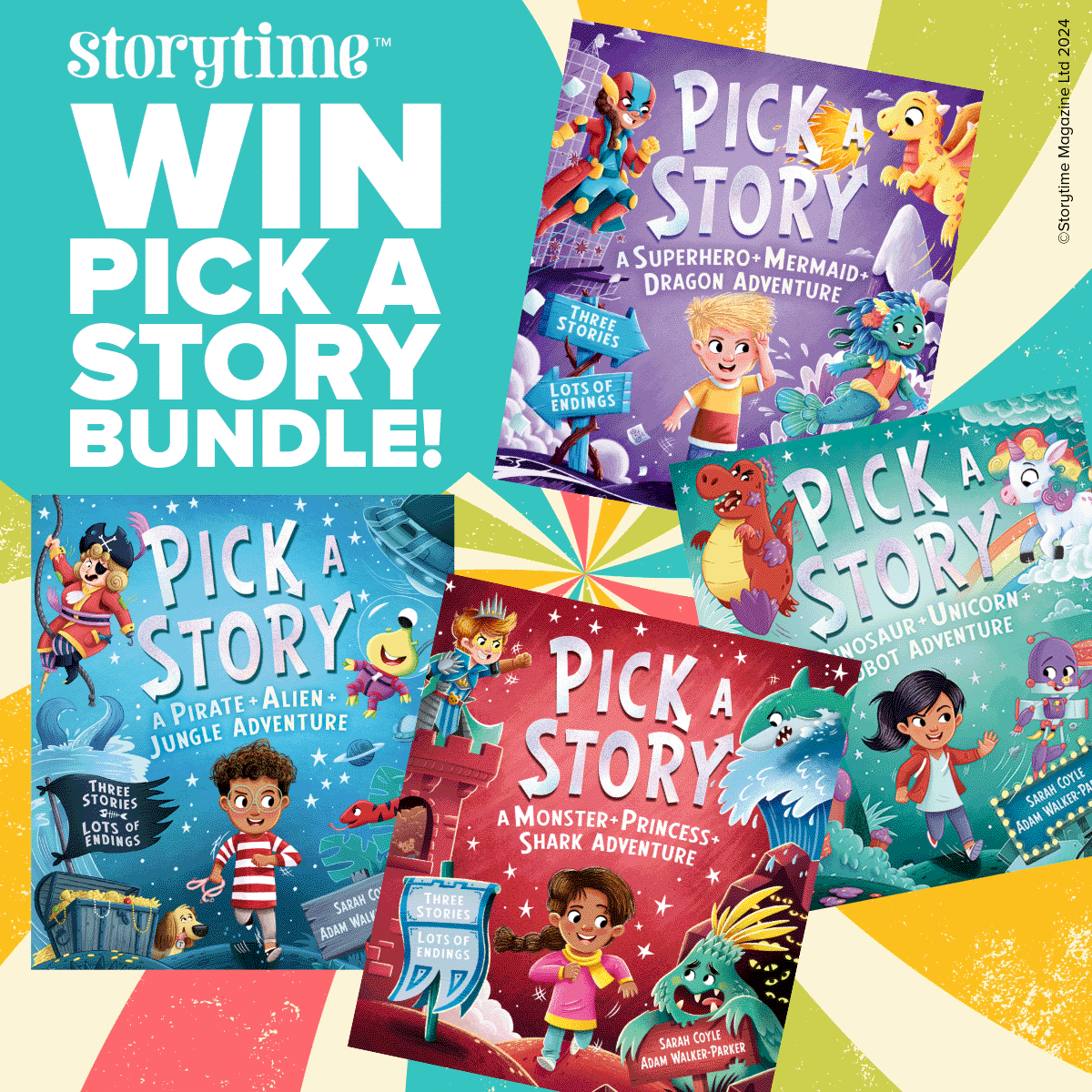 WIN A PICK A STORY Bundle @Simonandschuster! With endless possibilities, these books are different each time you read it! To enter : 1. FOLLOW @storytimemag 2. LIKE & SHARE 3. TAG friends Closes at 11.59pm 31/05/2024, UK only. T&C's bit.ly/2Y29d33 #bookgiveaway