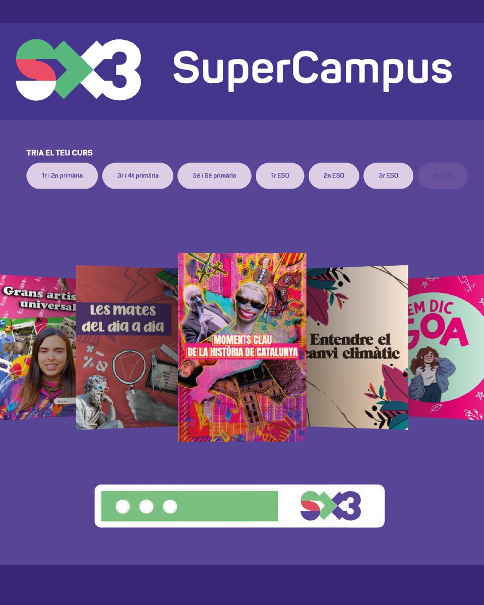 Ja podeu consultar la nova plataforma educativa #SuperCampusSx3! Entreu i descobriu tots els continguts que ofereix en #català!

🔗 ccma.cat/tv3/sx3/superc…

#Edu365