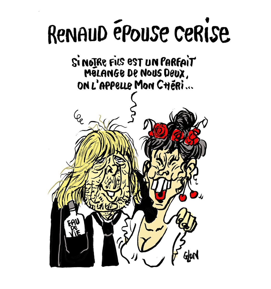 Le #DessinDePresse de Glon : Renaud épouse Cerise
Retrouvez les dessins de Glon sur : blagues-et-dessins.com
#DessinDeGlon #ActuDeGlon #Humour #Renaud #RenaudSéchan #Cerise #MonChéri #MariageRenaudCerise #ParfaitMélange