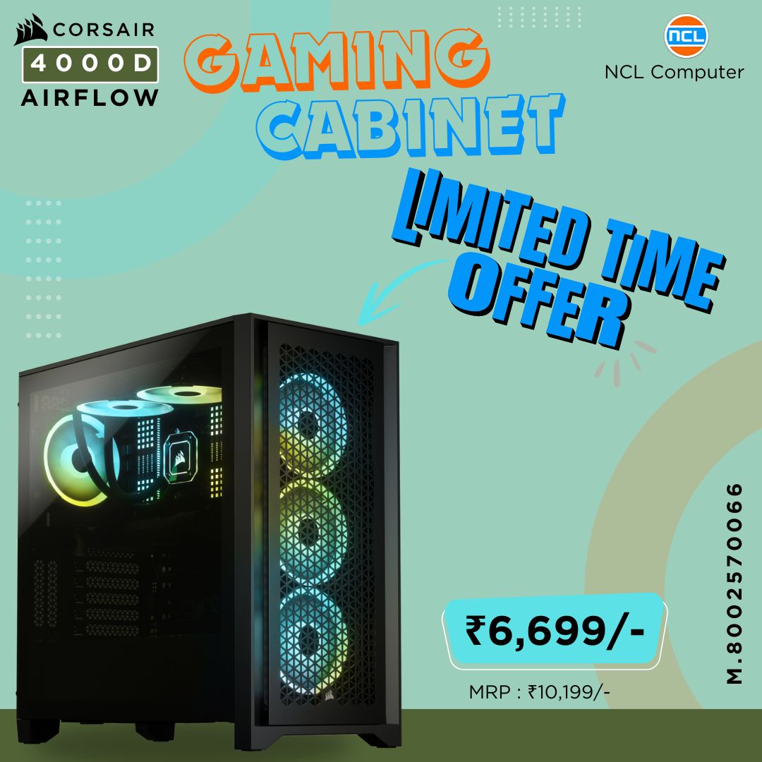 👉CORSAIR 4000D AIRFLOW 👉Gaming Cabinet 👉Color: Black 👉MRP: ₹10,199/- ⚡Our Price: ₹6,699/- 🔗Buy Link : shorturl.at/lAKY0 📞8002570066 #gamingsetup #cabinet #corsair #gaming #pcgaming #gamingpc #antesports #zebronics #gaminglife #gamingsetups #gamingcabinet #ranchi