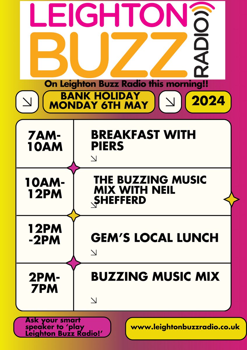 On Leighton Buzz Radio this Bank Holiday Monday🤩 #LeightonBuzzard #Radio #Bedfordshire