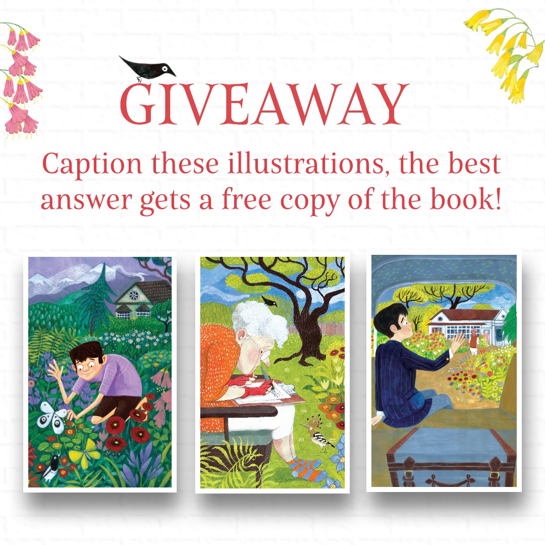Put your creative hats on 🎩✨ and win a copy of Ruskin Bond's #TheHoopoeOnTheLawn. Caption all three illustrations, the best answer stands to win a copy of the book! @RealRuskinBond #GiveawayAlert