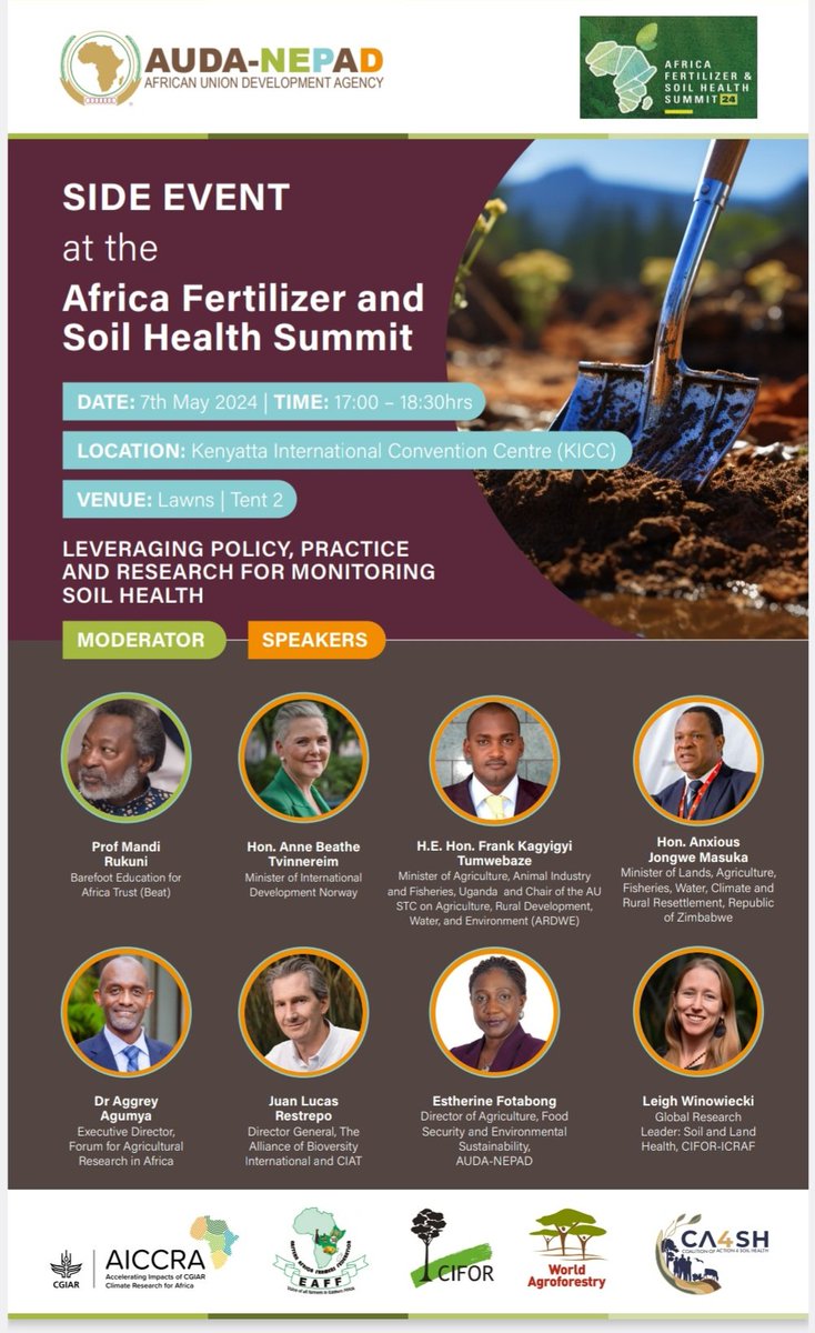 NEPAD_Agency's tweet photo. On the margins of the Africa Fertilizer and Soil Health Summit, @EstherineF will be partaking in a dialogue on Leveraging Policy, Practice and Research for monitoring soil health.
Follow us on X to get the latest updates on the proceedings #Agenda2063 #SoilHealth https://t.co/1FoUJwIwcF