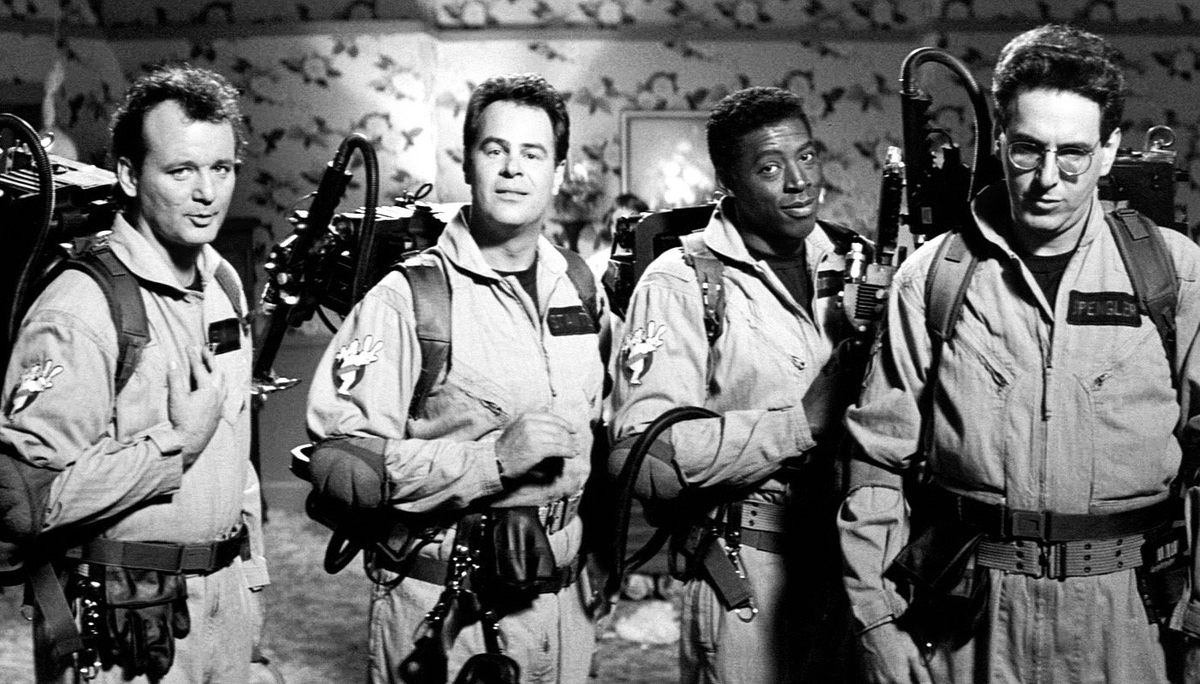Bill Murray, Dan Aykroyd, Ernie Hudson, and Harold Ramis in Ghostbusters II (1989).