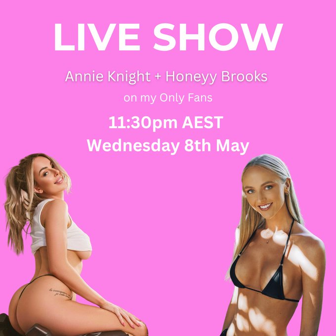 LIVE SHOW on my Only Fans tomorrow night 11:30pm AEST with @brookshoneyy 

FREE FOR ALL SUBSCRIBERS >>>