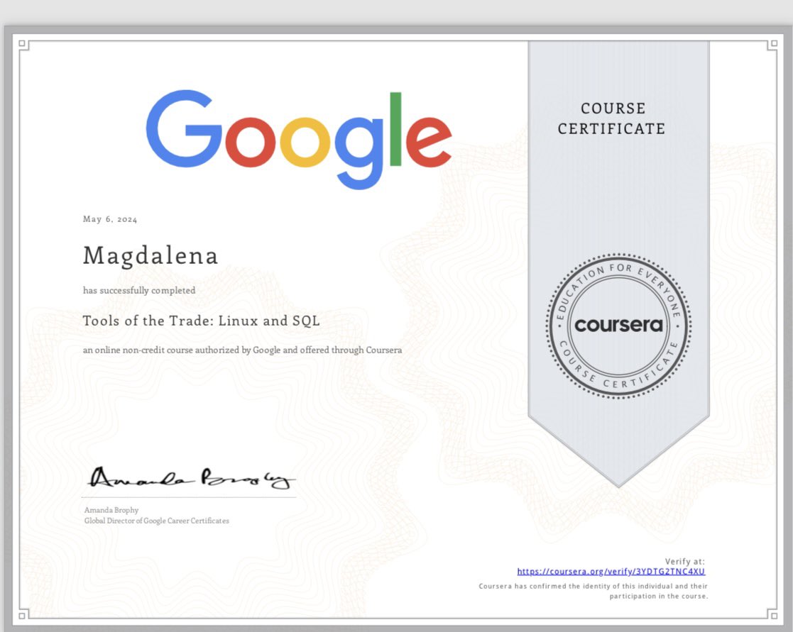 I finished the fourth course in the Google Cybersecurity Professional Certificate. 4 more courses to go. #GrowWithGoogle