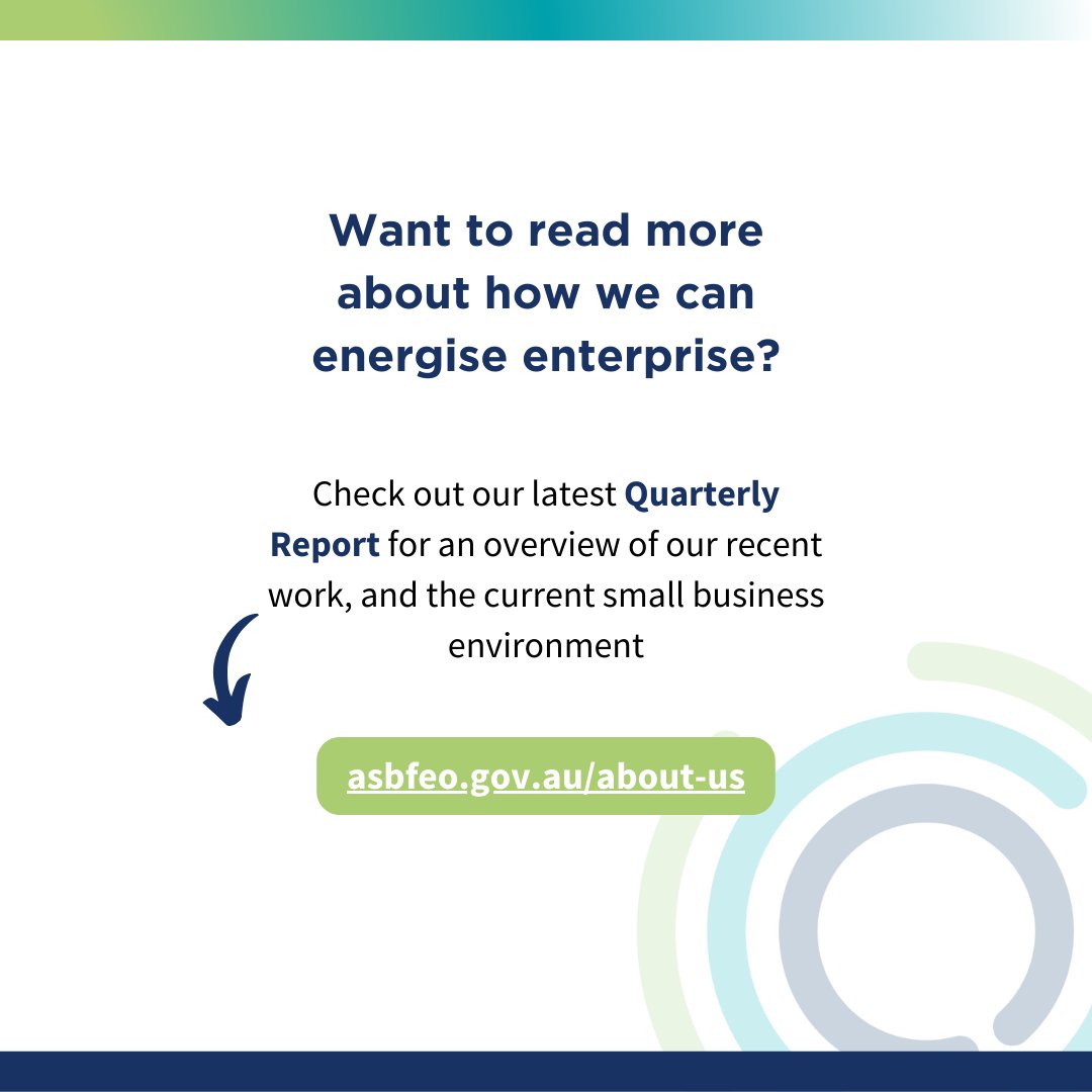 Our first quarterly report of 2024 outlines our recent work and provides an overview of the current small and family business environment.

Read the report and the full message from the Ombudsman 👉 ow.ly/BkGF50RwZpe

#SmallBizAU #QuarterlyReport