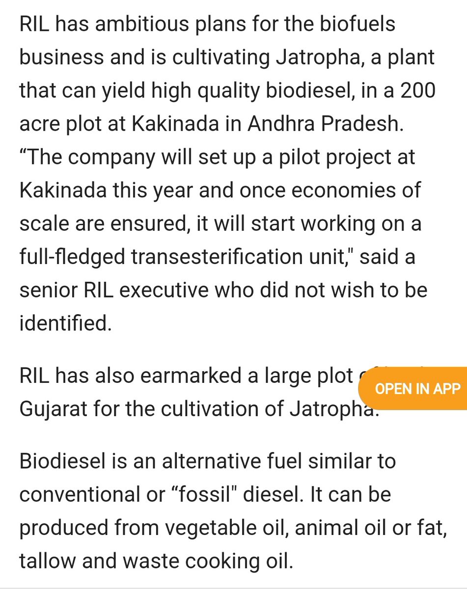 Reliance life sciences biodiesel plants?? RIL was planned it in 2007-08, the total 731 acres in samalkot - peddapuram industrial corridor is under RIL.
