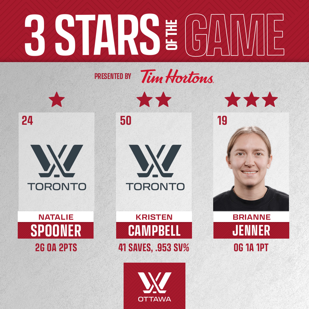 Our Captain takes home third star tonight. ⭐️⭐️⭐️ PWHL Ottawa x @TimHortons