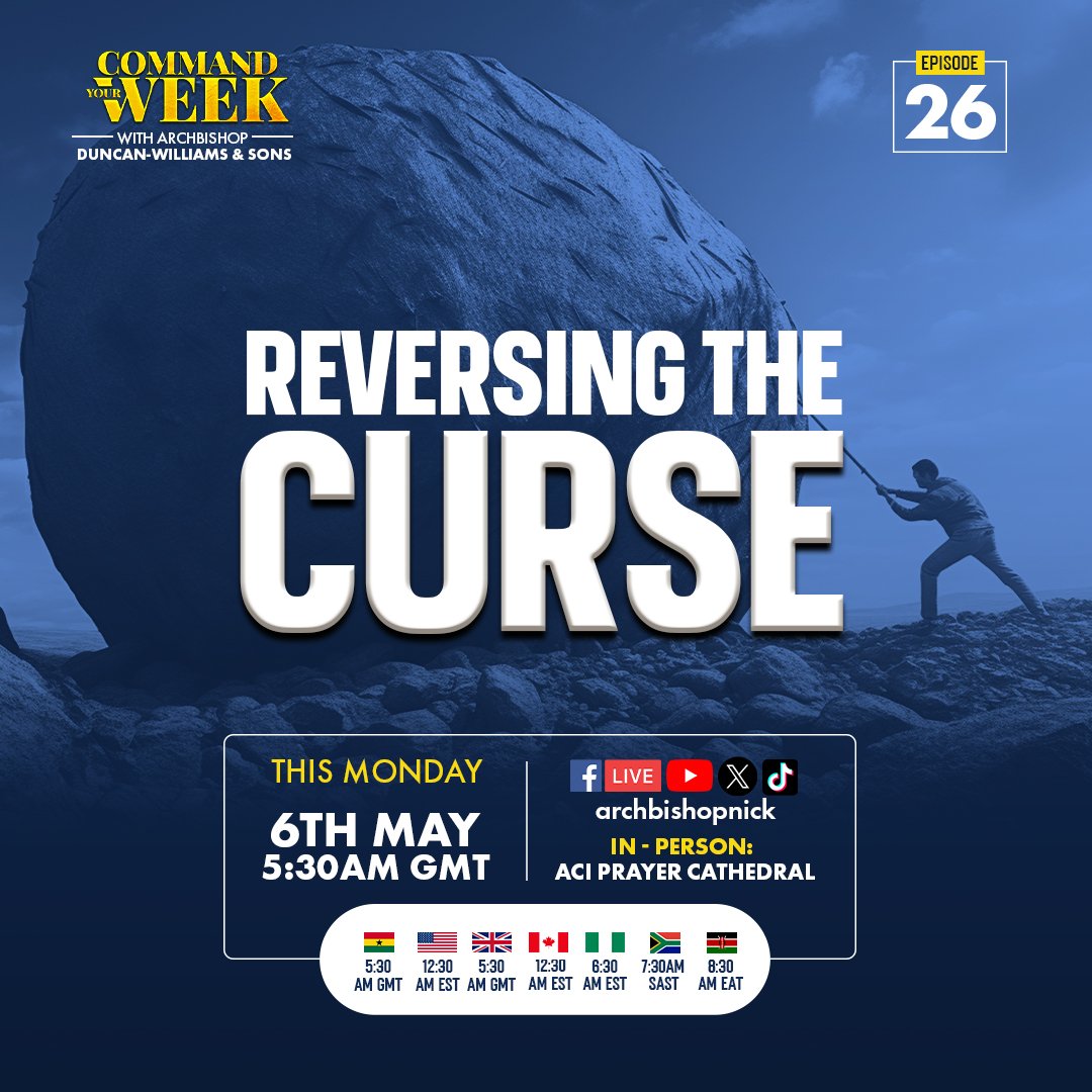 This Week on Command Your Week, we're focusing on 'Reversing The Curse,' inspired by Deuteronomy 23:5: 'However, the Lord your God would not listen to Balaam but turned the curse into a blessing for you, because the Lord your God loves you.' Join us at 5:30 AM GMT at ACI Prayer…