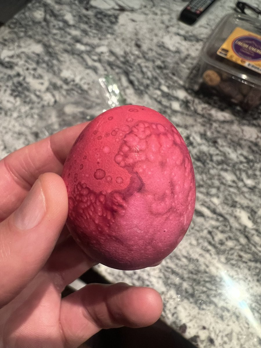 My mom went to a friend’s dinner and received this “painted” egg. I feel like people can use this for psychoanalysis