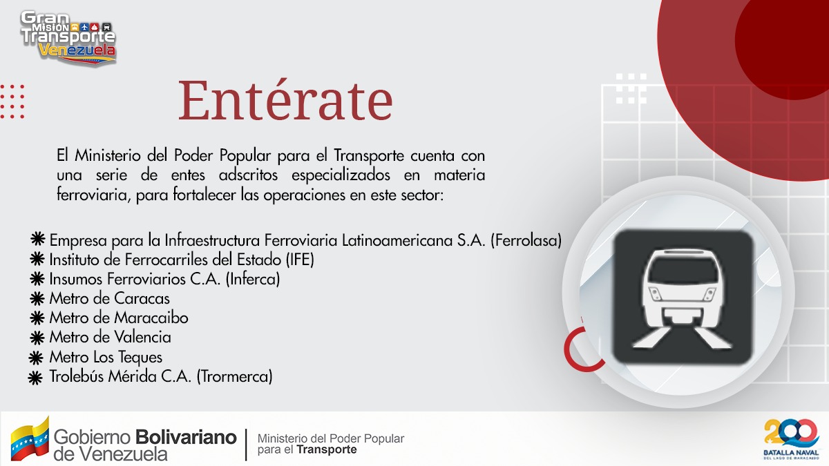 #ConoceMás | En el sector ferroviario, nuestros entes adscritos están dispuestos a fortalecer las operaciones, y garantizar la movilización rápida y segura del pueblo