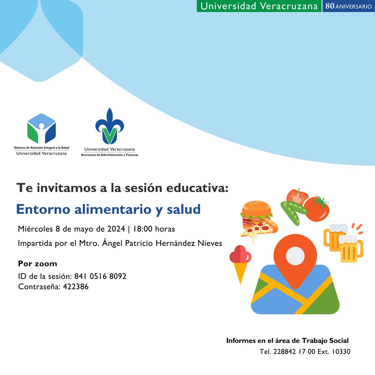 #UV_Saludable Conoce más sobre el vínculo entre tu alimentación y tu salud en la sesión educativa 'Entorno alimentario y salud', organizada por #SAISUV. Únete el 8 de mayo a las 18:00 h a través de Zoom. 🥗🍊 ¡Aprende a tomar decisiones más saludables para ti y tu familia!