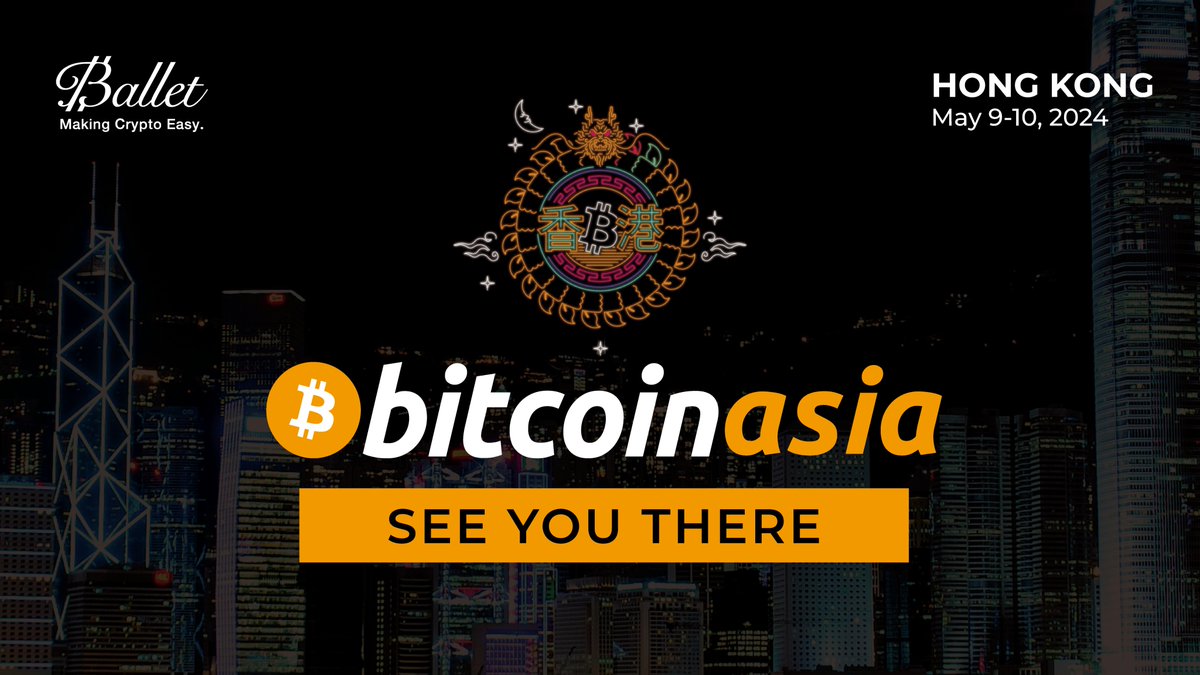 Ballet is a proud sponsor of the Bitcoin Asia conference in Hong Kong, happening this week. @BitcoinConfAsia #Bitcoin