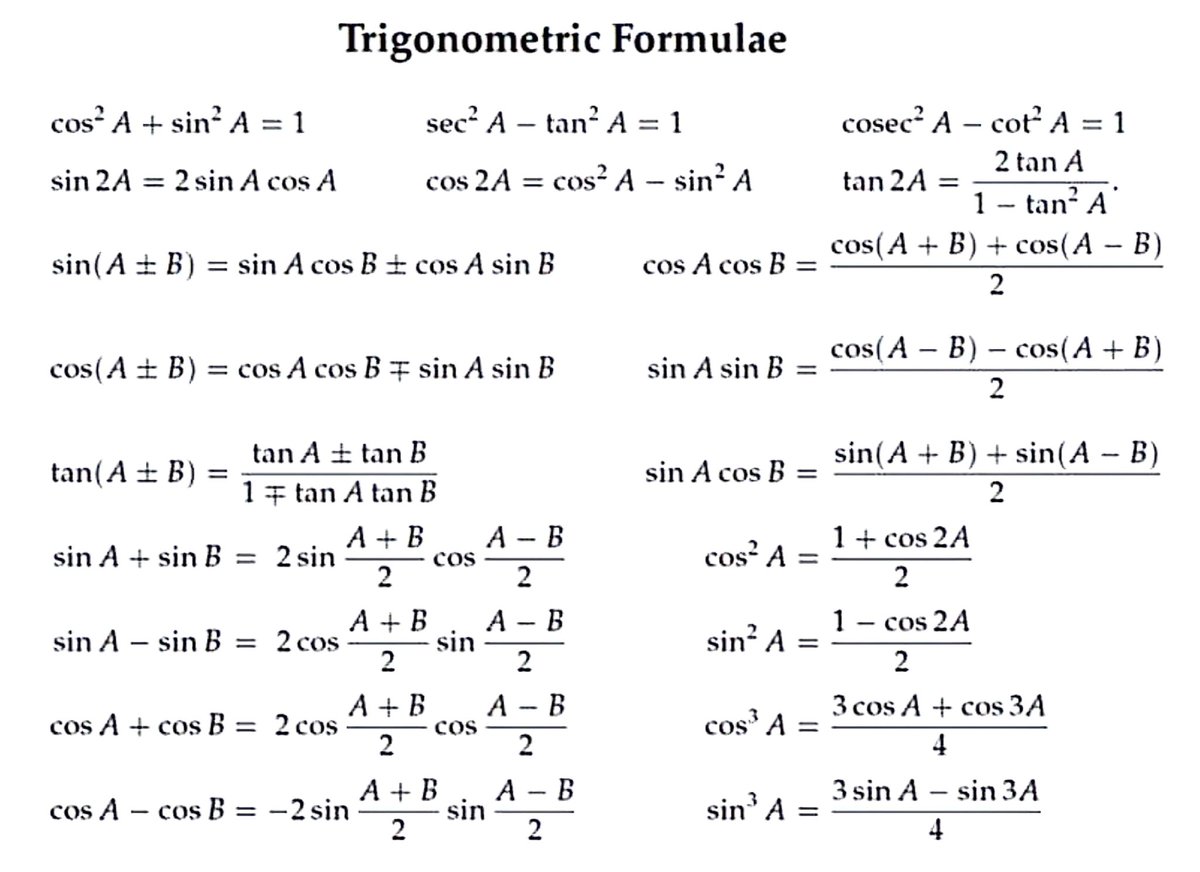 Trigonometric Formulae 😉

#sharingisthenewlearning