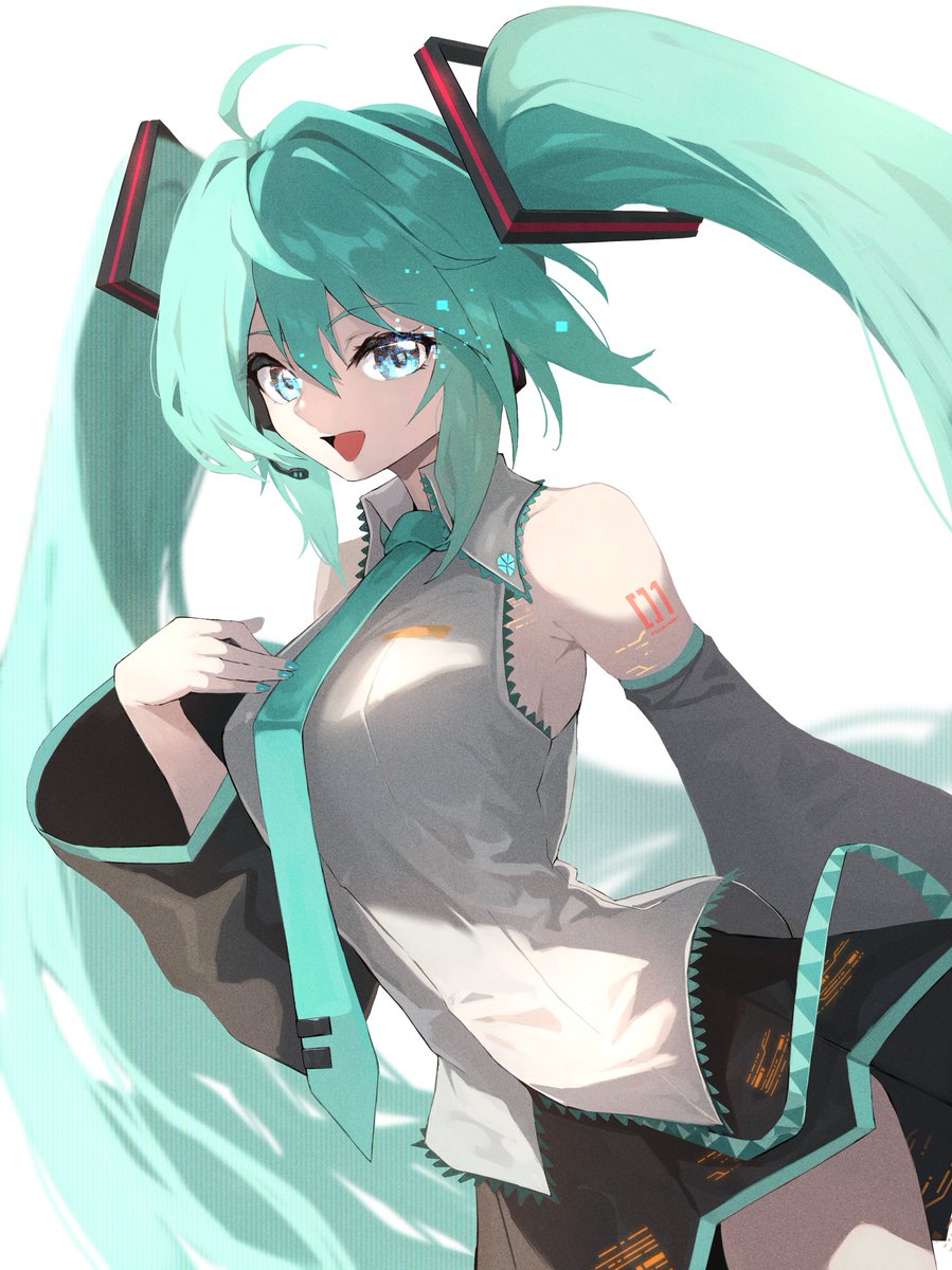 hatsune miku 1girl solo long hair breasts looking at viewer smile open mouth  illustration images
