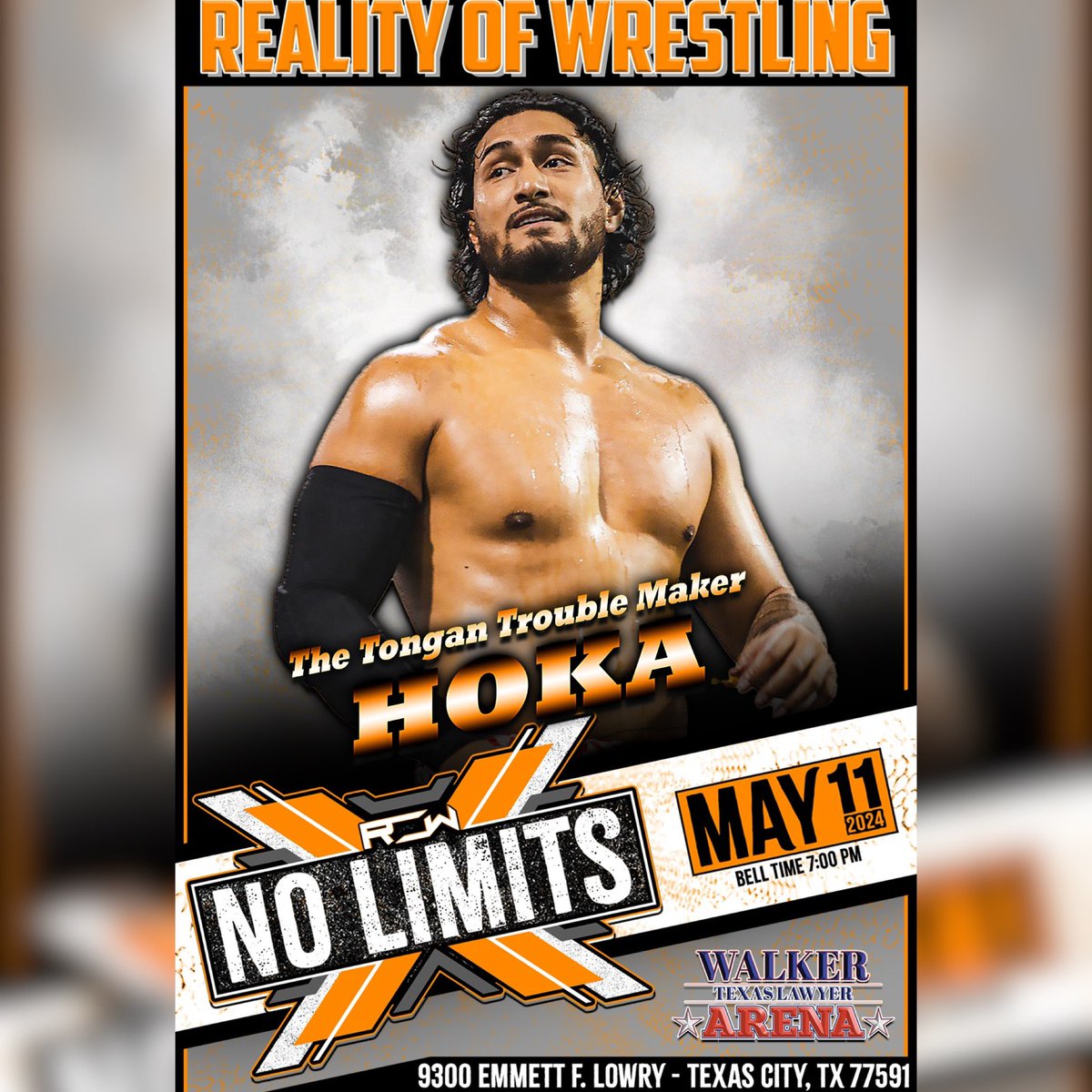 ‼️ TALENT ANNOUNCEMENT ‼️ The Tongan Troublemaker @Alema_Collins1 aka #Hoka makes his Reality Of Wrestling singles debut at #NoLimits on Saturday, May 11th in Texas City, Tx at the Walker Texas Lawyer Arena! LOCATION: 9300 Emmett F Lowry Expressway Texas City, TX 77591 PICK…