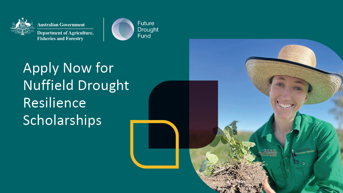 ⏰ Closing soon: Applications for @nuffieldaust drought resilience overseas study scholarships for Aussie farmers, sponsored by the #FutureDroughtFund, close 31 May. 

👉 Learn more & apply here: brnw.ch/21wJuw9

#droughtresilience #nuffield #ausag #agriculture #drought
