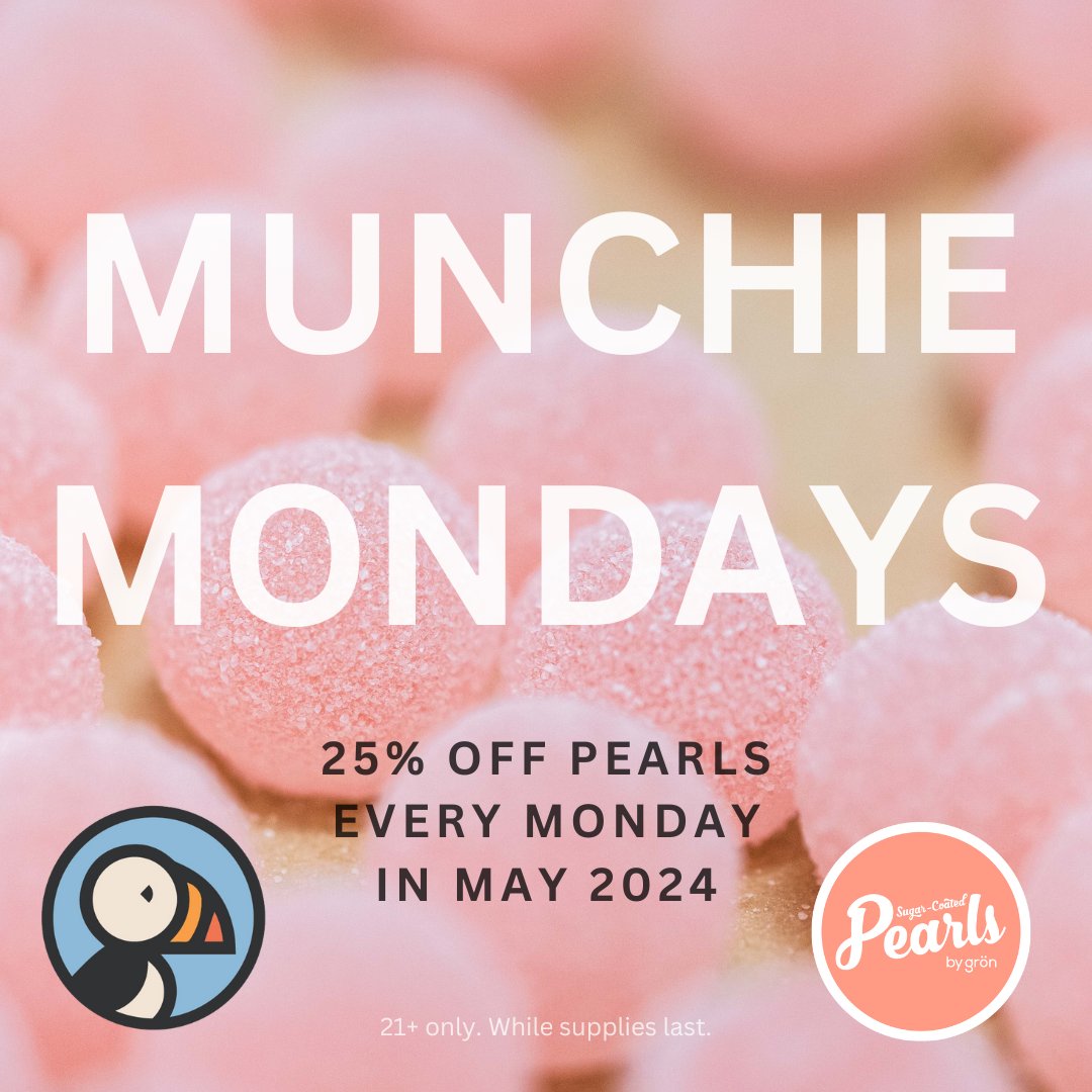 🌟Munchie Mondays are finally here! 

🍬 Starting May 6th, come on down to Puffin and indulge in tantalizing sugar-coated Pearls by @eatgron. 

Trust us, you won't be able to resist! 😋

 #MunchieMondays #PuffinStoreNJ #EatGron