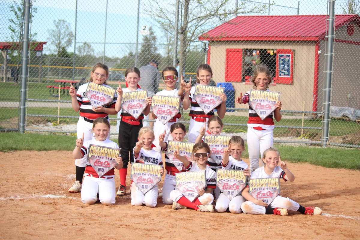 Congrats to the Red Raiders 8U for winning the Five O’s Spring Thaw tournament in Oconomowoc, Wi.  These young superstars went 6-0 on the weekend, playing 4 tough games on Sunday alone, and outscoring their opponents 51-7! Keep it going girls!!! #redraidersfastpitch