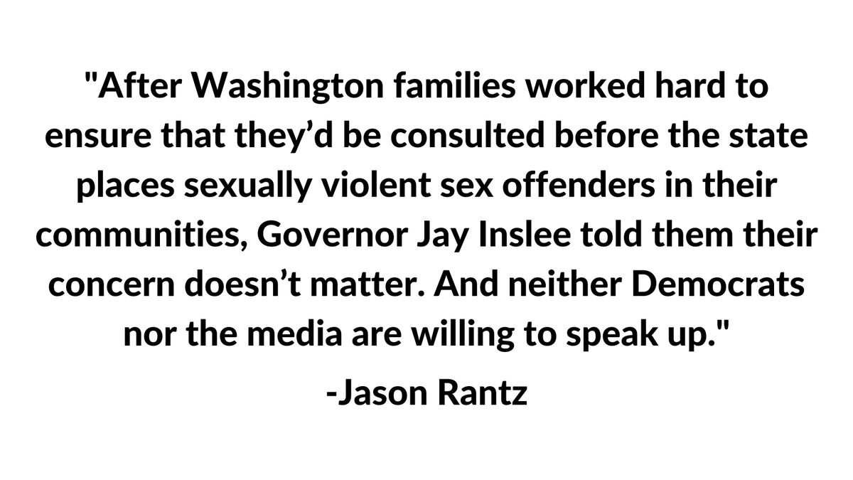 Unconscionable. Last year, @GovInslee faced outrage for releasing violent sexual offenders from McNeil Island into communities across WA, he VETOED community notice for sexually violent predator relocation. Legislative Democrats are silent. #waleg 

ow.ly/VoMo50Ow7HS