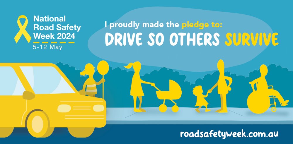We pledge to drive so others survive! 
#NRSW2024 
Join @SarahGroup and do the same @UniofAdelaide, @UofA_SET   
roadsafetyweek.com.au