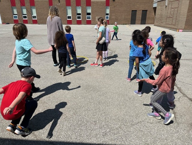 Students in grades 1-5 participated in the Earth Day Games run by our Eco-Team. Pictured here is Octopus Recycling Sort, Bee and Pollen, and Chickens and Pigs. Students got a lot of exercise and learned about how to care for our Earth.