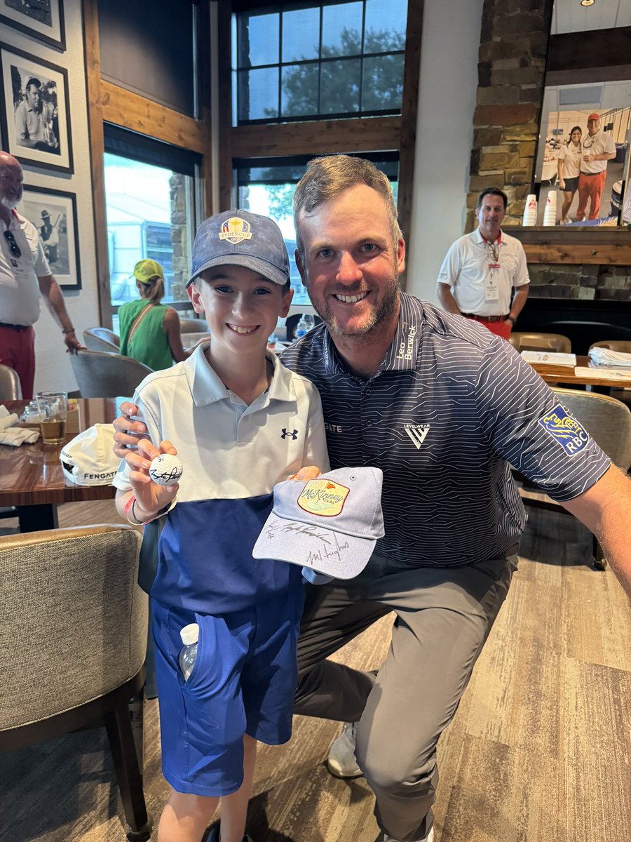 Congrats @TaylorPendrith! We had a blast following some great golf today. Scored a ball after hole 15 and stuck around to get it signed after the round. One step closer to that lifelong golf fan. Taylor’s got a couple of fans for life to go along with the trophy.
