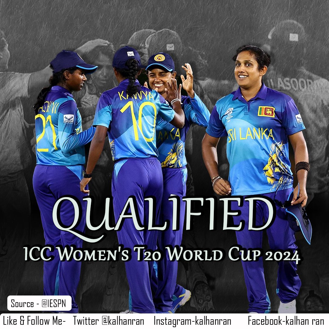 Sri Lanka qualify for the ICC Women's T20 World Cup 2024
#LKA #SriLanka #T20WorldCup2024 #T20Qualifier #SLvUAE 
x.com/ESPNcricinfo/s…
