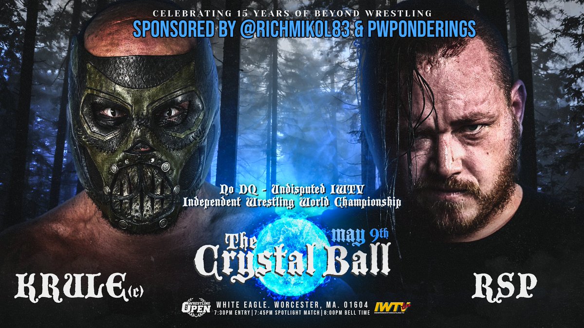 Huge thanks to @richmikol83 & @pwponderings for sponsoring the @indiewrestling Undisputed Independent Wrestling World Title Match between champion @AtrocityKrule & challenger @RickeyShanePage at @WrestlingOpen 'The Crystal Ball' this Thursday, 5/9/24 at White Eagle in Worcester!