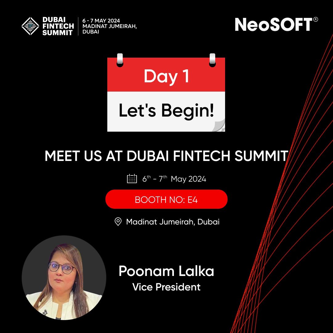 Let’s get the tech 🎉 begin!!!! 
<a href="/DubaiFinTechSum/">Dubai FinTech Summit</a> 

#dubai #dxb #dubaifintechsummit #madinat #jumeirah #neosoft #softwaredevelopment #software #it #digitaltransformation #uae #fintech #bfsi #ai #technology