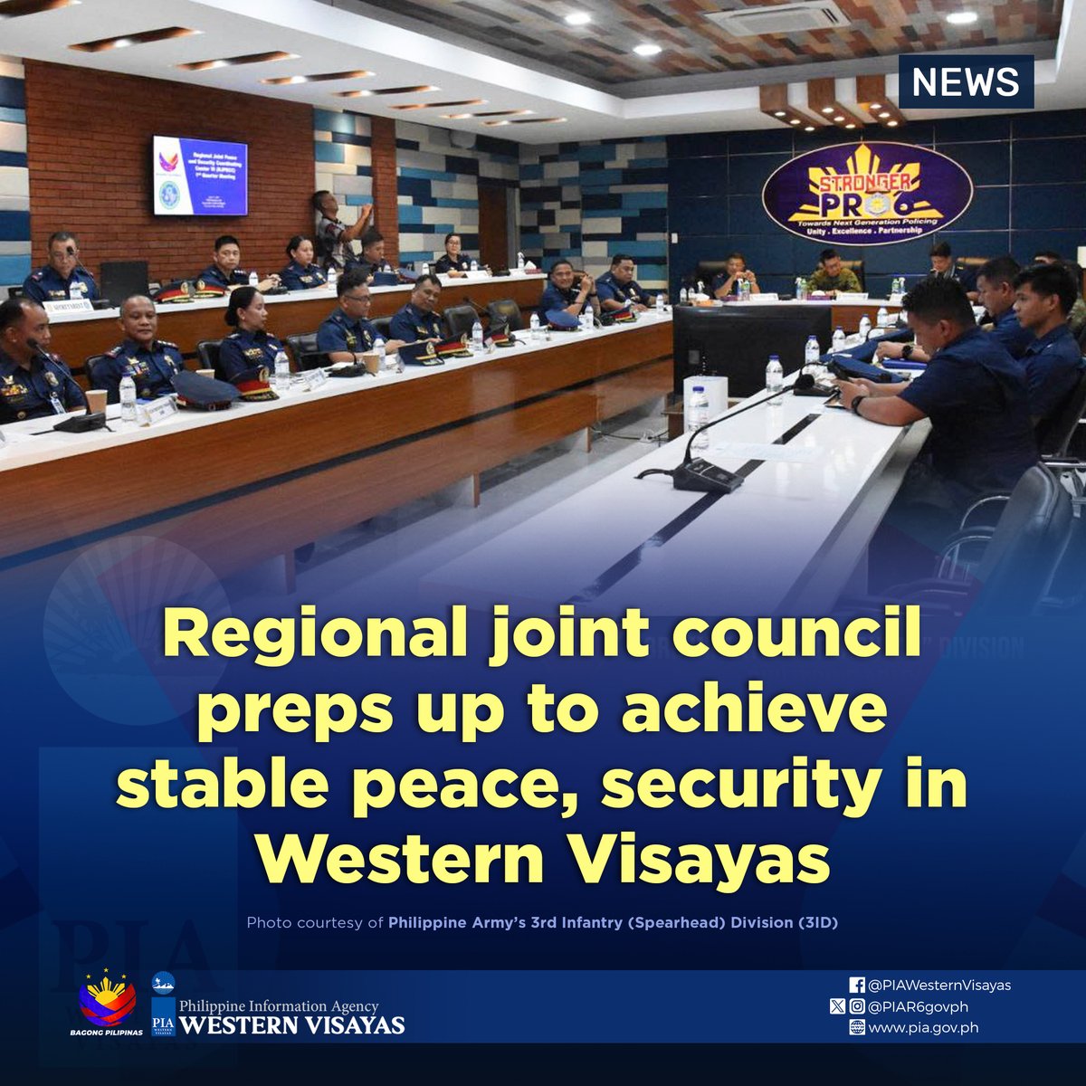 Members of the Regional Joint Peace and Security Coordinating Center (RJPSCC) 6 gathered to discuss and coordinate plans aimed at achieving a state of Stable Internal Peace and Security (SIPS) in Western Visayas.

Read: pia.gov.ph/news/2024/05/0…

#PIAWesternVisayas
#BagongPilipinas