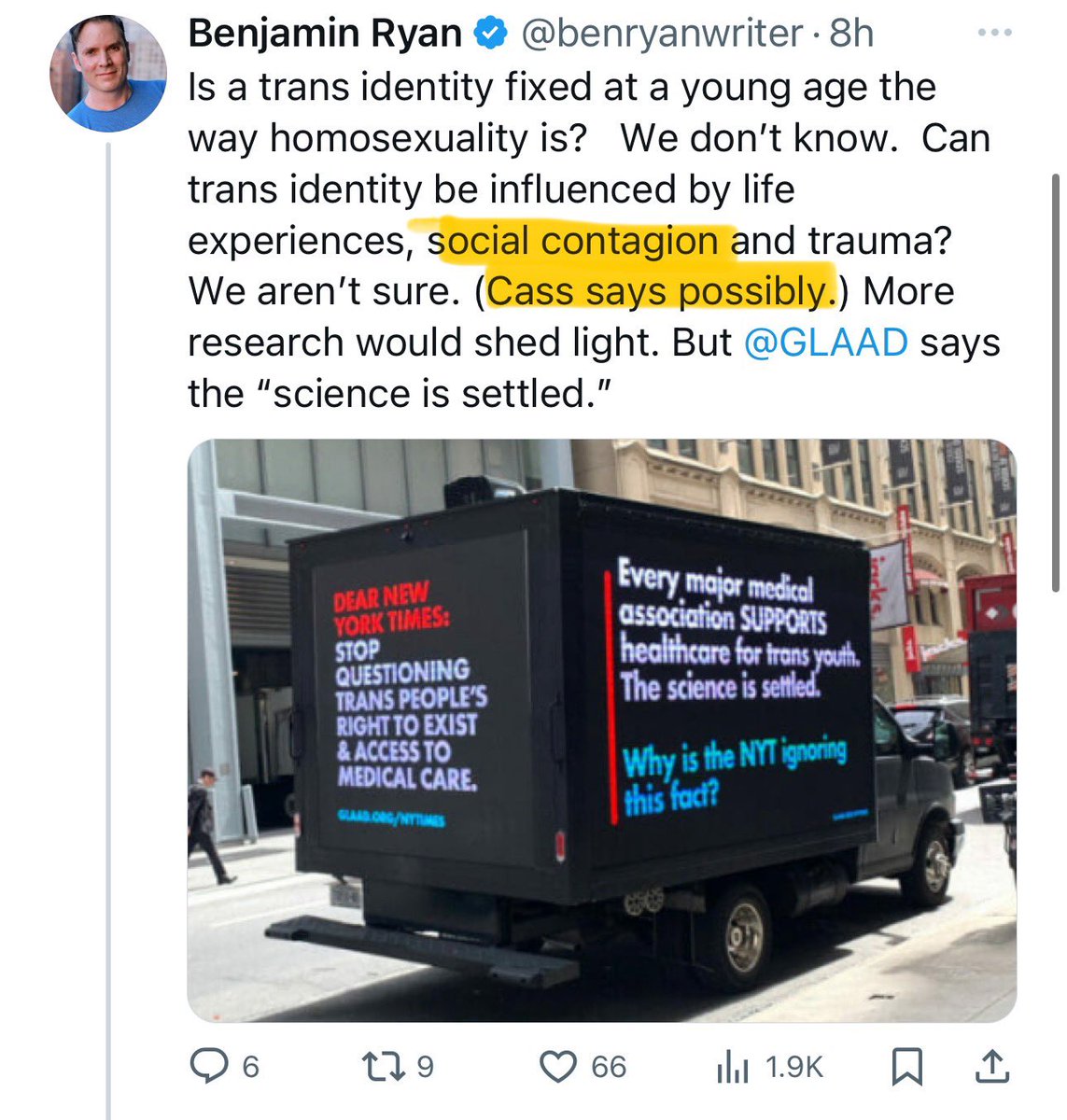 Anti-trans hack Ben Ryan got furious at suggestions the Cass final report referred to the unevidenced social contagion theory of being trans, aka ROGD (it did). But now he’s trying to cast doubt on the whole idea of whether being trans is real, as if by magic, it does.